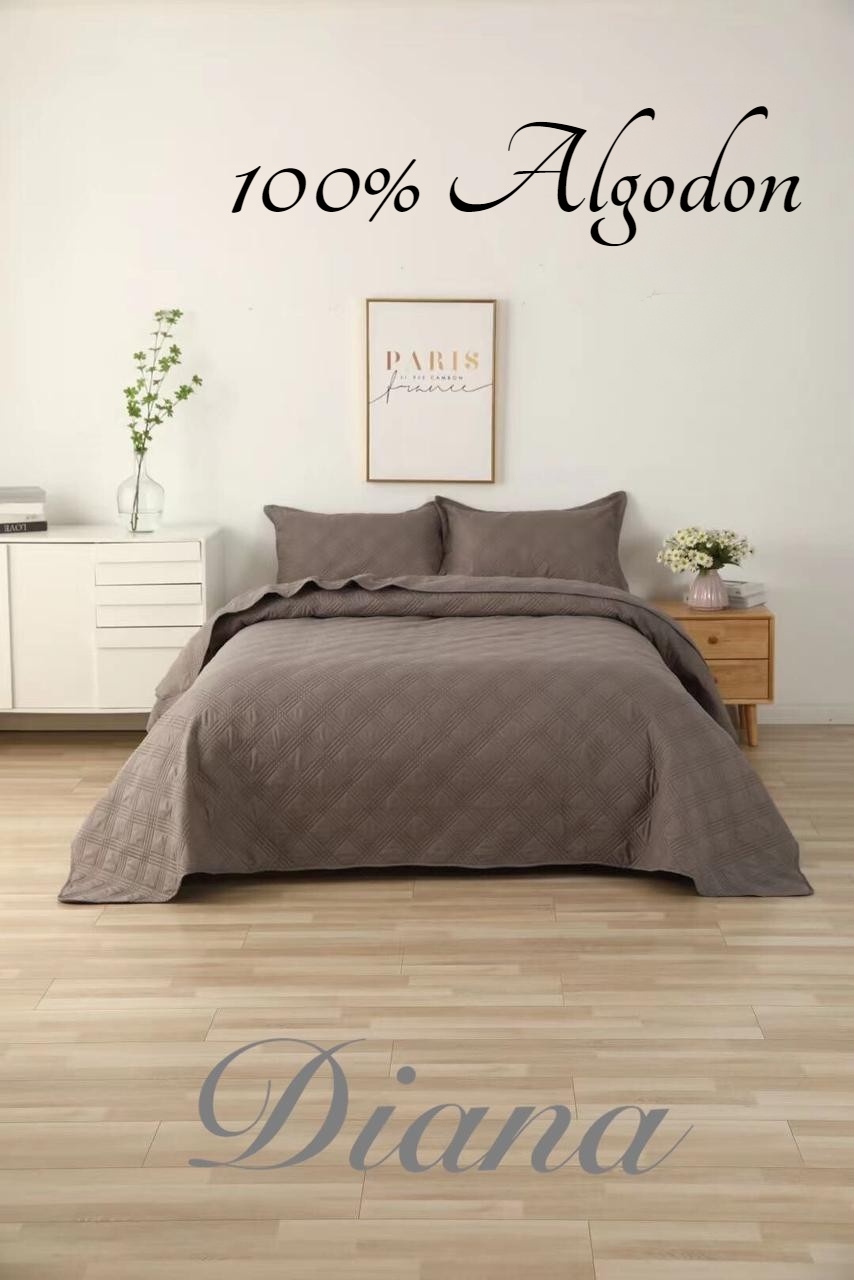 CUBRECAMA QUILT DE VERANO KING/SUPERKING CAFÉ - 1