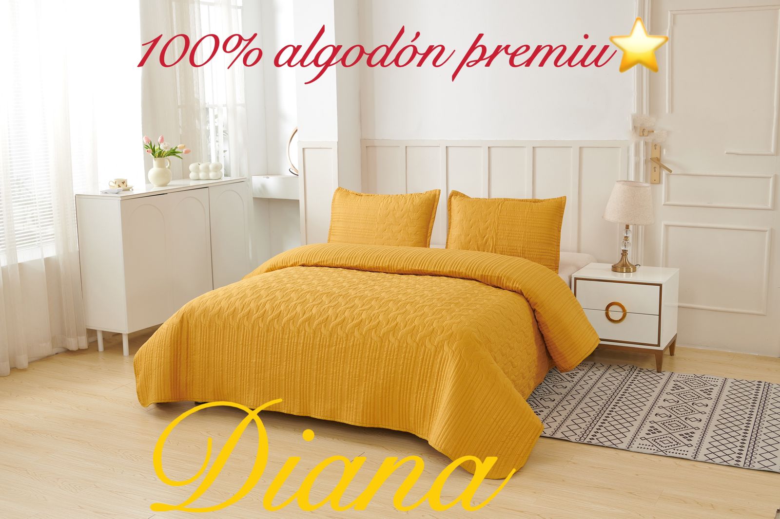 CUBRECAMA QUILT DE VERANO PREMIUM KING/SUPERKING AMARILLO - 1