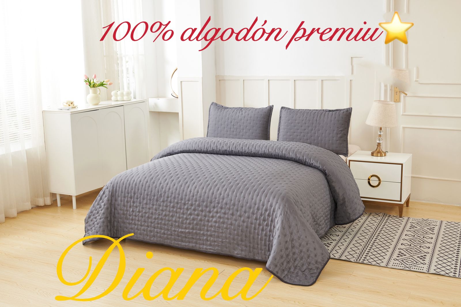 CUBRECAMA QUILT DE VERANO 2.0 PLAZA PREMIUM GRIS - 1