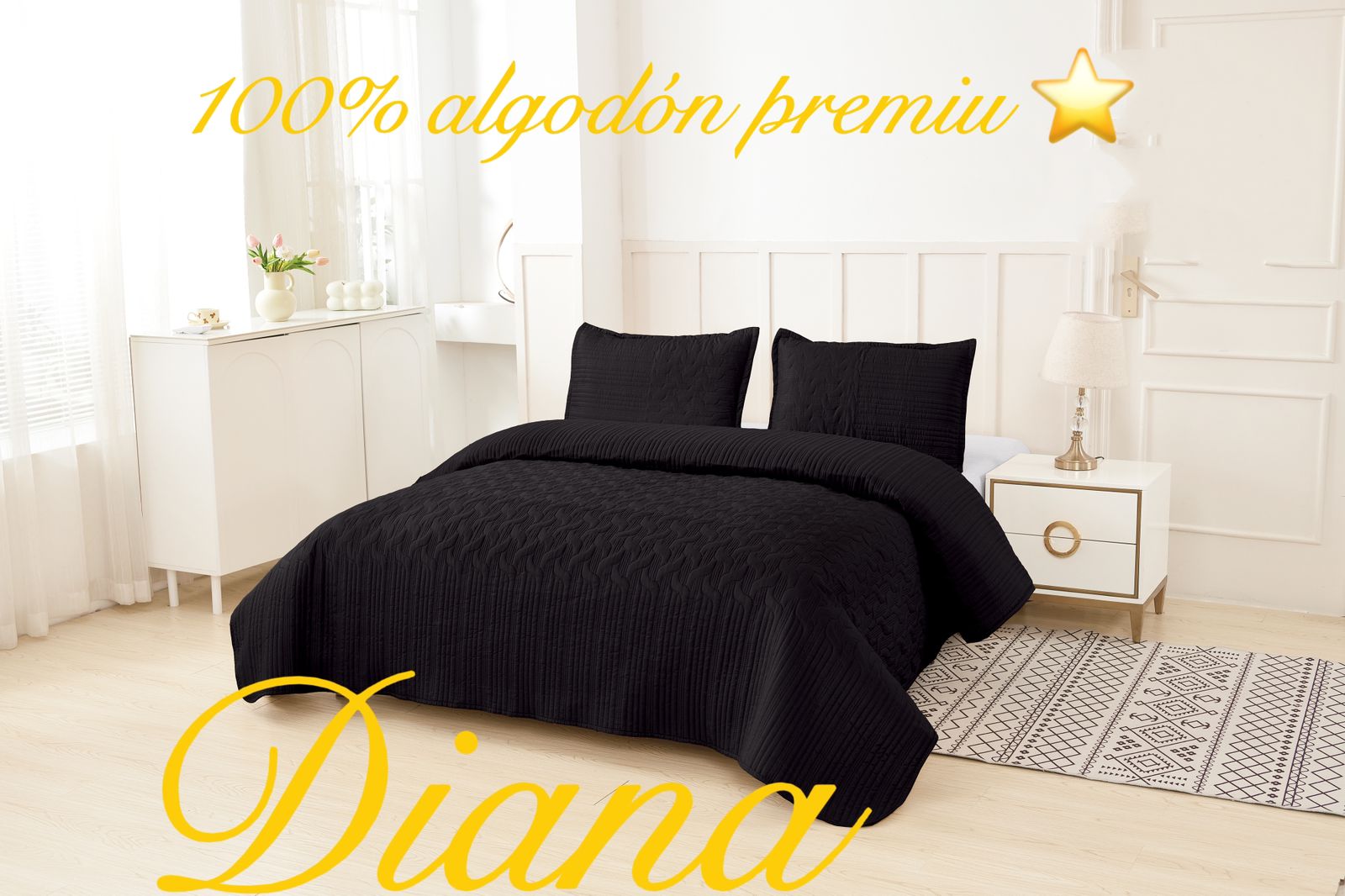 CUBRECAMA QUILT DE VERANO 2.0 PLAZA PREMIUM NEGRO - 1