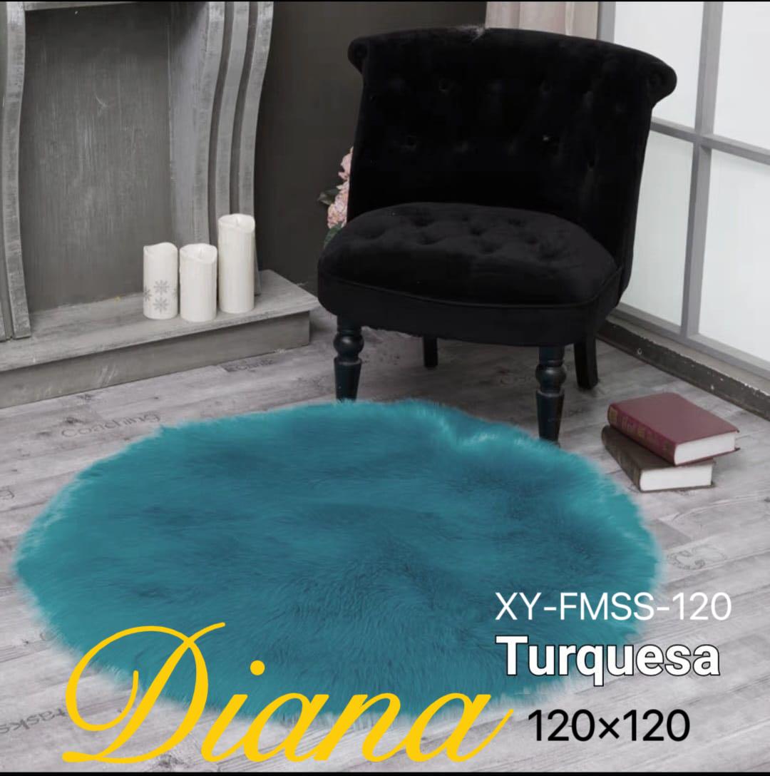 ALFOMBRAS REDONDAS PELO DE OVEJA 120X120 TURQUESA - 1