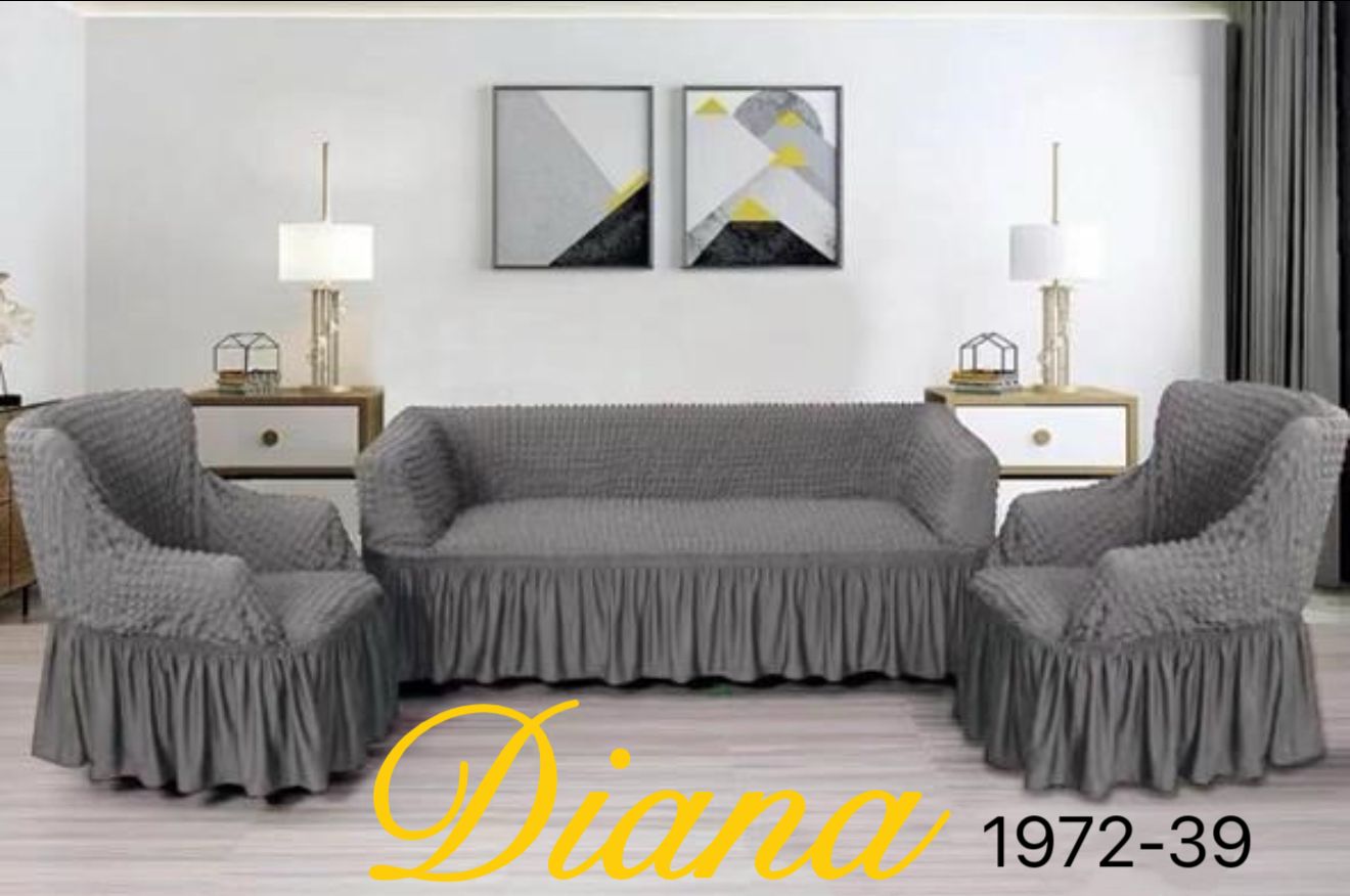 FUNDA SILLON ESTILO TURCO 3+1+1 UNICOLOR SET DE 3 FUNDAS COLOR GRIS - 2