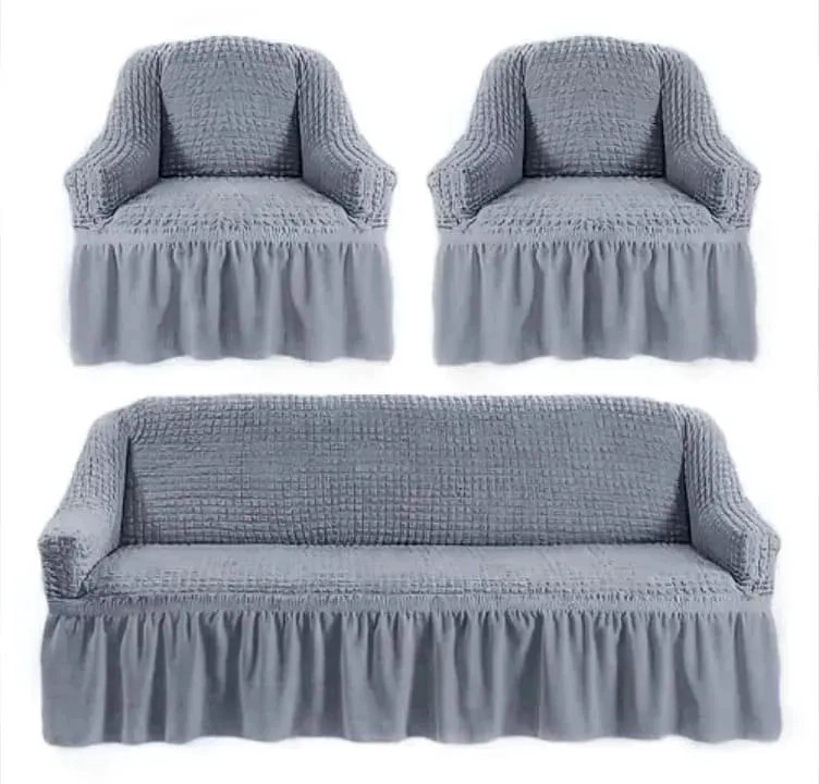 FUNDA SILLON ESTILO TURCO 3+1+1 UNICOLOR SET DE 3 FUNDAS COLOR GRIS - 3