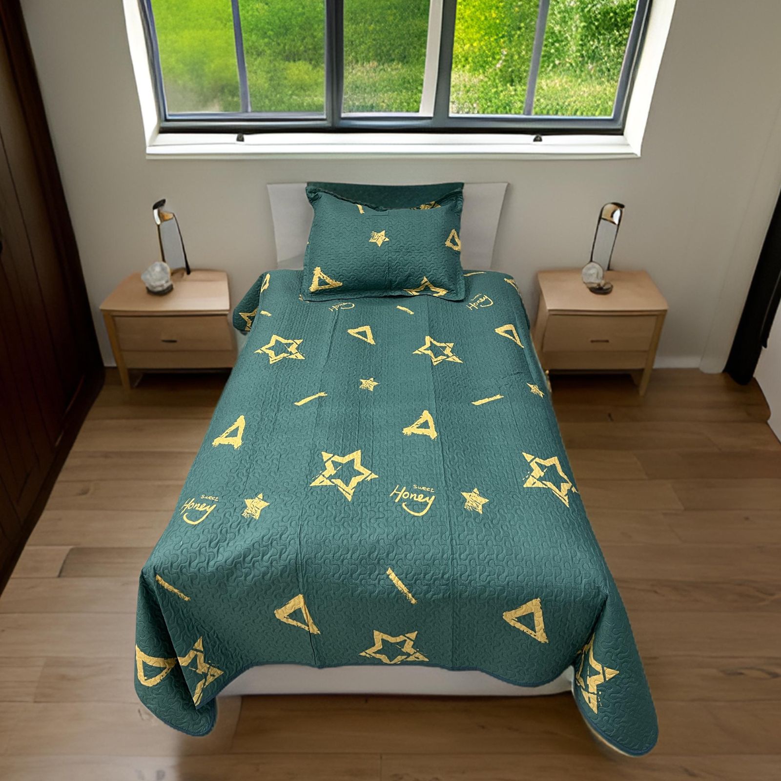 CUBRECAMA ALGODÓN MULTICOLOR QUILT DELGADO VERANO 1.5 PLAZA - 1