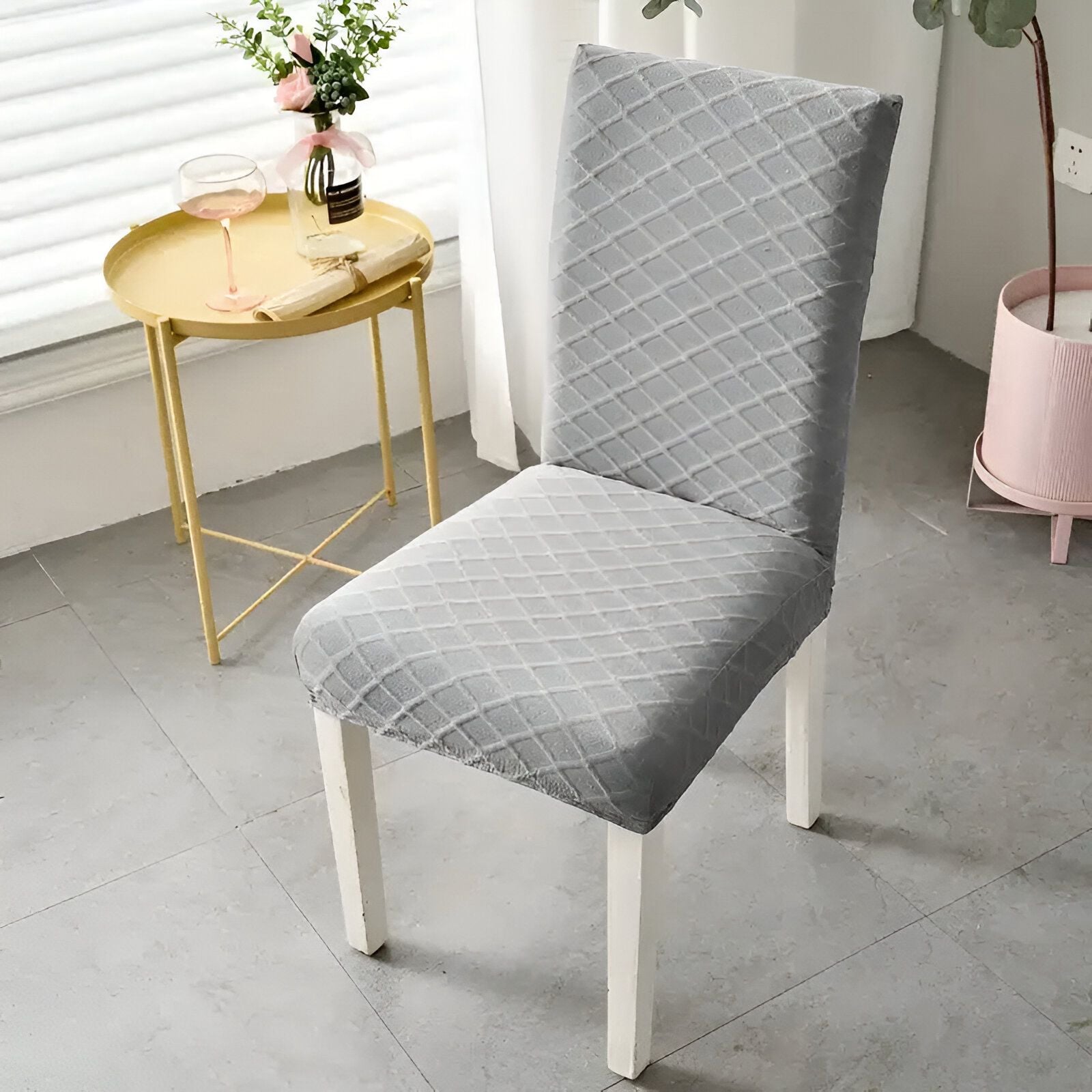 FUNDA PACK 6 CUBRE SILLA COMEDOR GRIS CLARO - 1