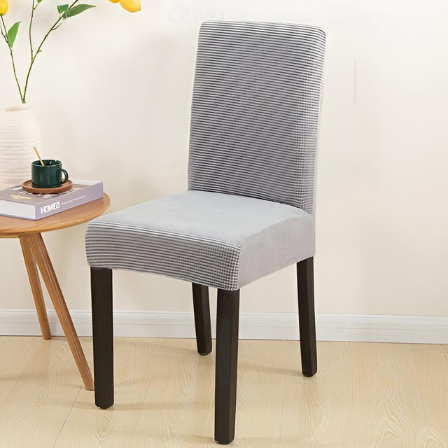 FUNDA PACK 6 CUBRE SILLA COMEDOR CUADRILLE GRIS CLARO - 1