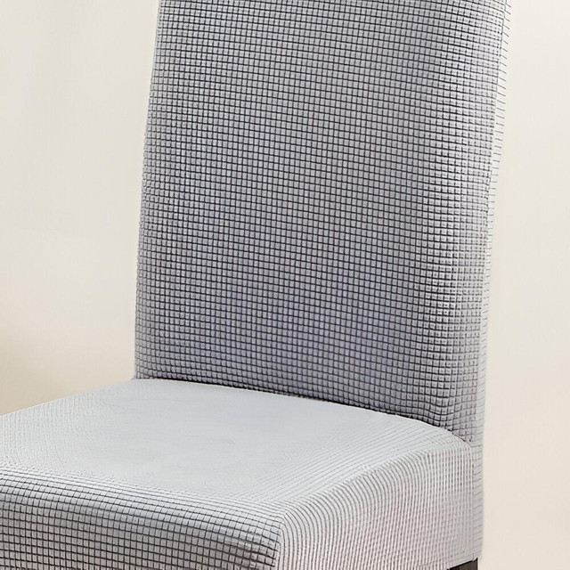 FUNDA PACK 6 CUBRE SILLA COMEDOR CUADRILLE GRIS CLARO - 2