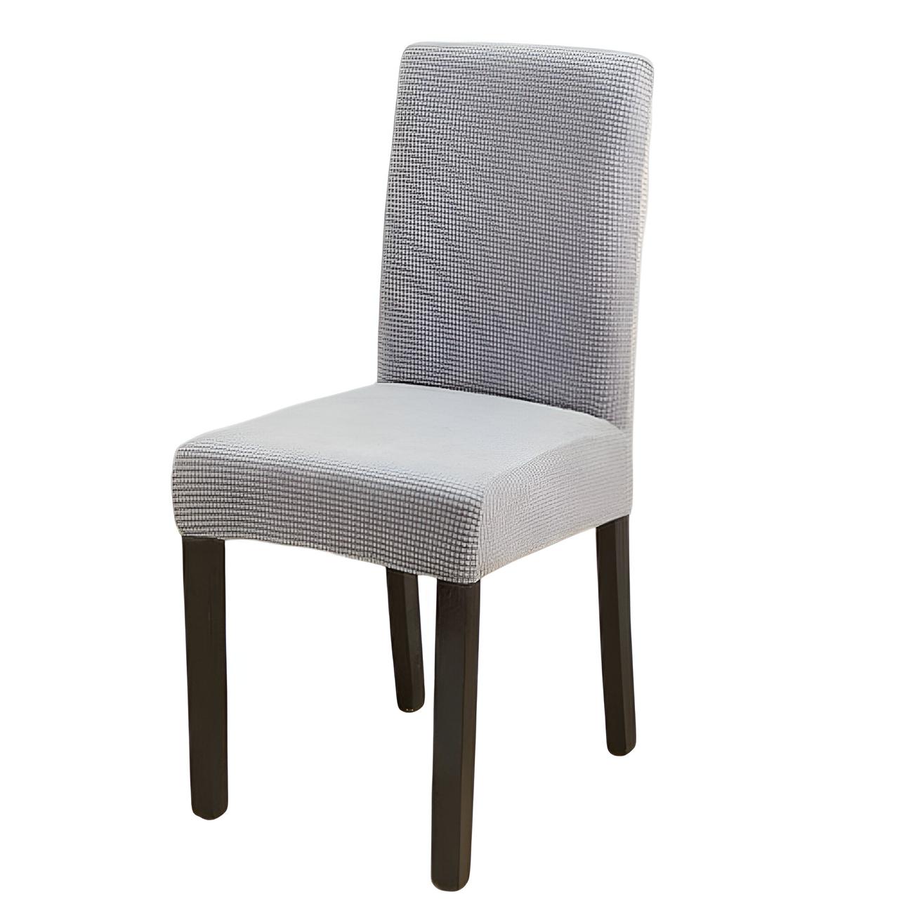 FUNDA PACK 6 CUBRE SILLA COMEDOR CUADRILLE GRIS CLARO - 3