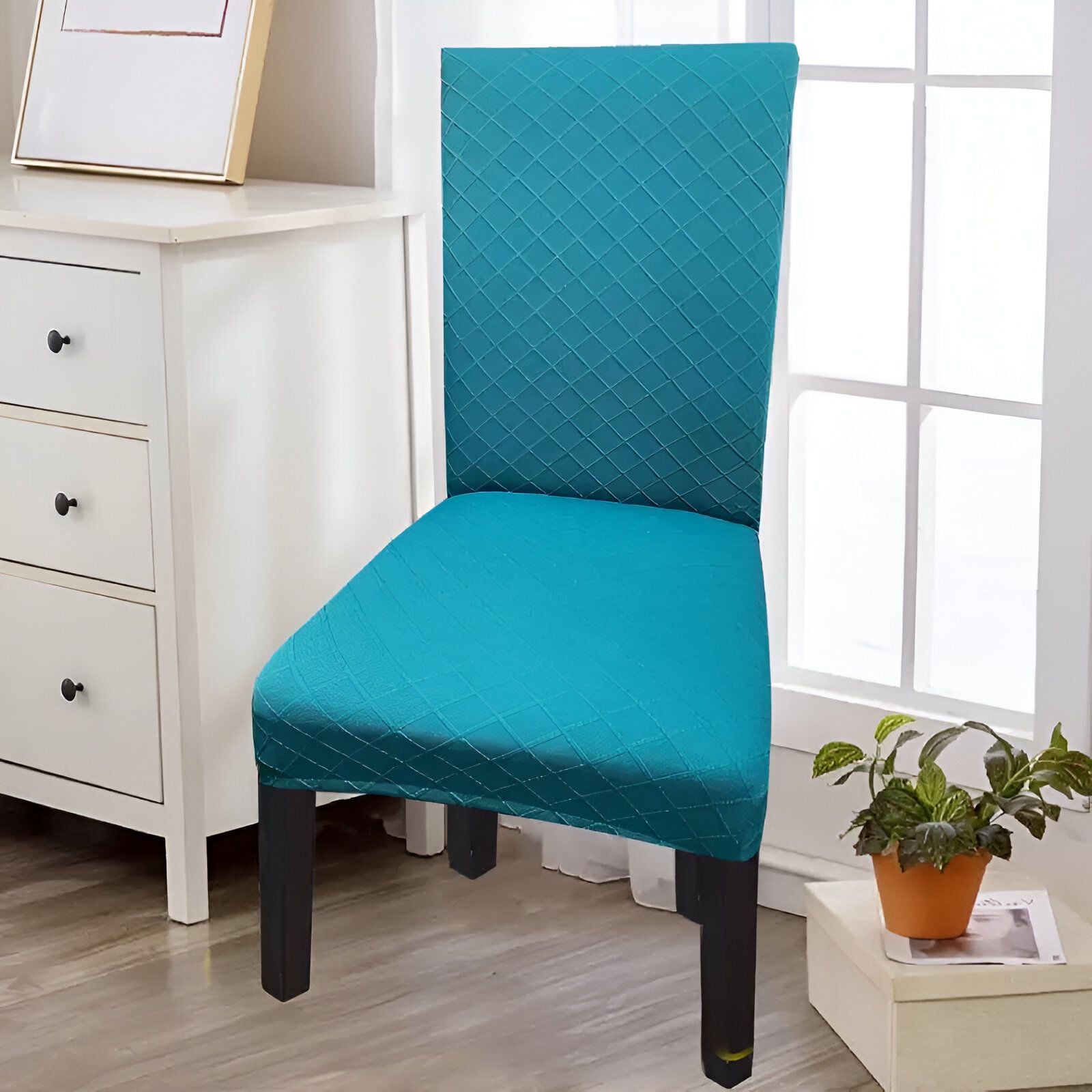 FUNDA PACK 6 CUBRE SILLA COMEDOR TURQUESA - 1