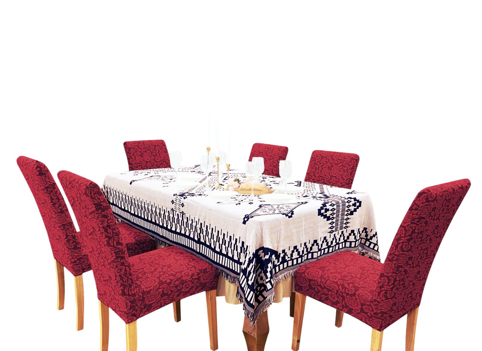 FUNDA PACK 6 CUBRE SILLA COMEDOR FLORES BURDEO - 3