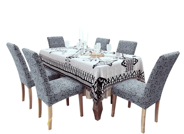 FUNDA PACK 6 CUBRE SILLA COMEDOR FLORES CELESTE - 3