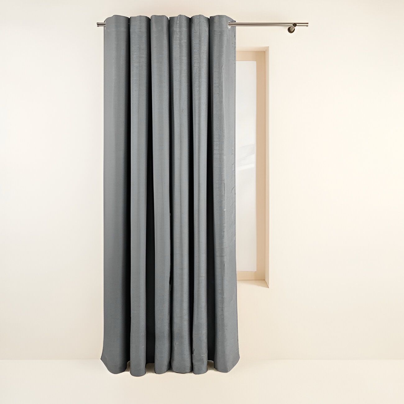 SET CORTINAS  2 PAÑOS ENGOMADAS TEXTURIZADA 140X220 GRIS - 1