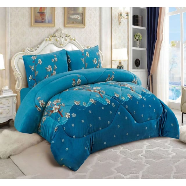 COBERTOR CHIPORRO AZUL 2 PLAZAS +2 FUNDAS DE ALMOHADA - 1