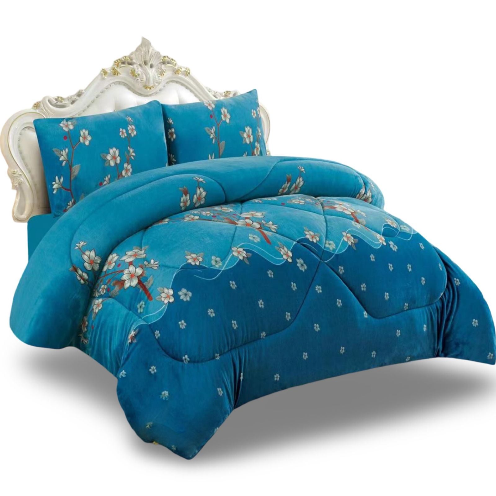 COBERTOR CHIPORRO AZUL 2 PLAZAS +2 FUNDAS DE ALMOHADA - 2
