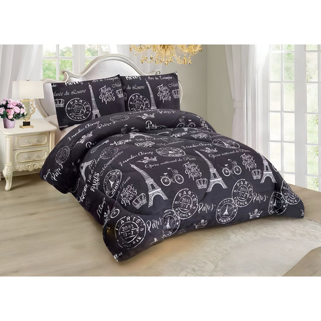 COBERTOR CHIPORRO NEGRO  KING +2 FUNDAS DE ALMOHADA - 1