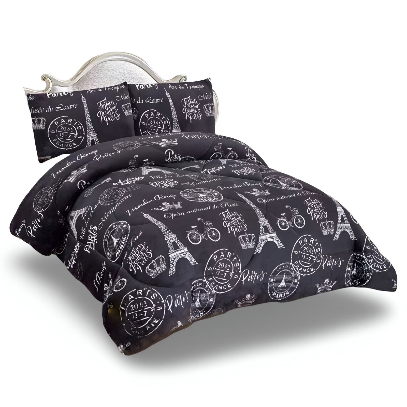 COBERTOR CHIPORRO NEGRO  KING +2 FUNDAS DE ALMOHADA - 2