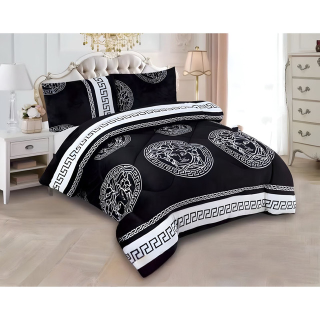 COBERTOR CHIPORRO NEGRO  2 PLAZAS +2 FUNDAS DE ALMOHADA - 1
