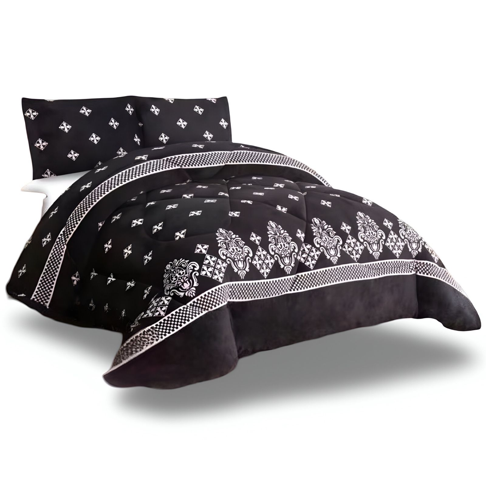 COBERTOR CHIPORRO NEGRO  KING +2 FUNDAS DE ALMOHADA - 2