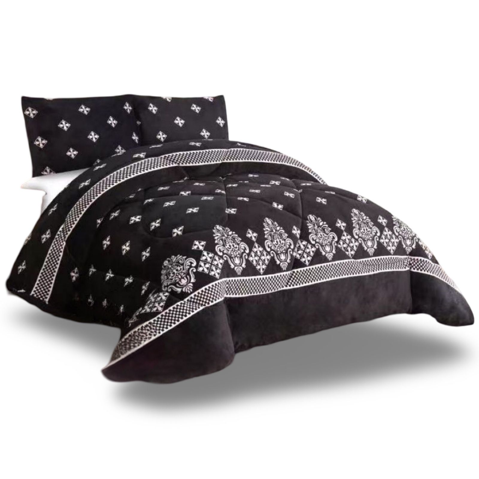 COBERTOR CHIPORRO NEGRO  KING +2 FUNDAS DE ALMOHADA - 3