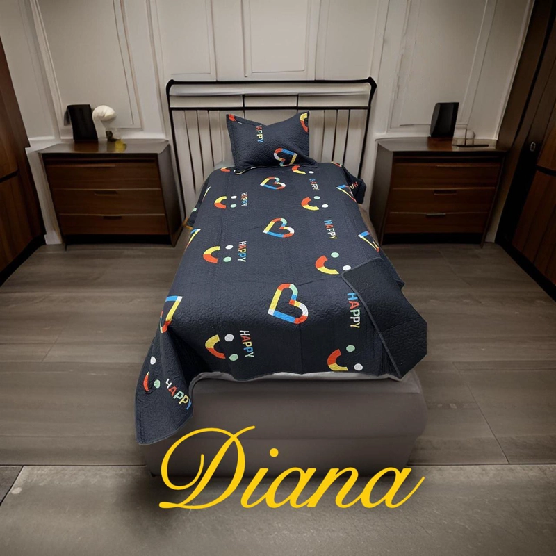 CUBRECAMA QUILT DE VERANO 1.5 PLAZA CON DISEÑO GRIS DE PERRITO - 1