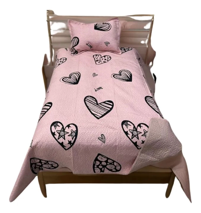 CUBRECAMA QUILT DE VERANO 1.5 PLAZA CON DISEÑO GRIS DE PERRITO - 2