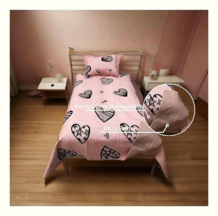CUBRECAMA QUILT DE VERANO 1.5 PLAZA CON DISEÑO GRIS DE PERRITO - 3