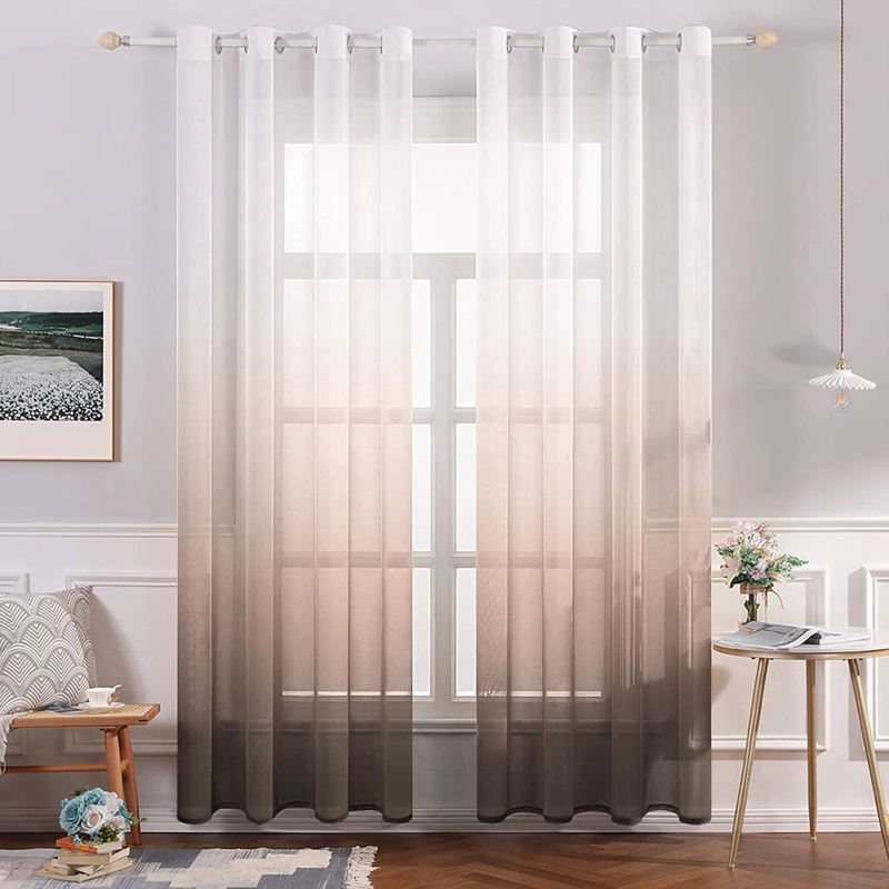 CORTINAS VISILLO TRANSLUCIDOS ESTILO DEGRADE 2 PAÑOS 140CM X 240XM C/U COLOR  NEGRO - 2