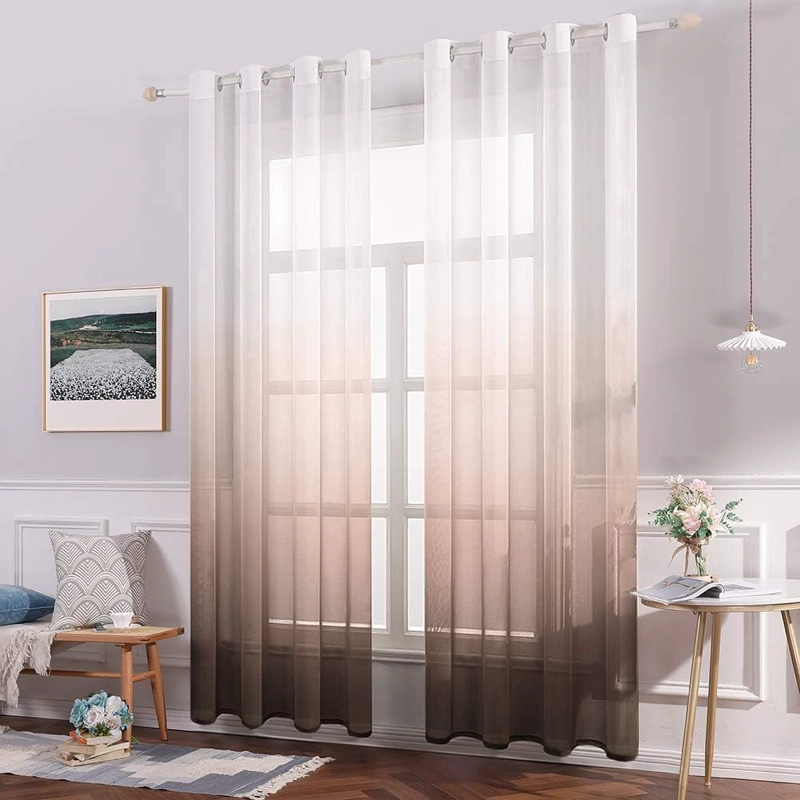 CORTINAS VISILLO TRANSLUCIDOS ESTILO DEGRADE 2 PAÑOS 140CM X 240XM C/U COLOR  NEGRO - 3