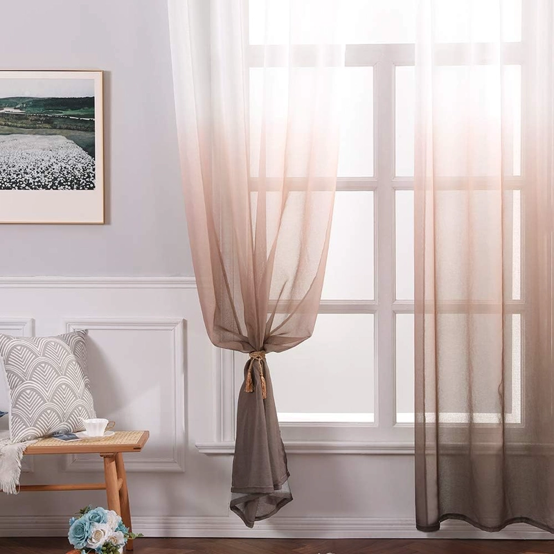 CORTINAS VISILLO TRANSLUCIDOS ESTILO DEGRADE 2 PAÑOS 140CM X 240XM C/U COLOR  NEGRO - 5