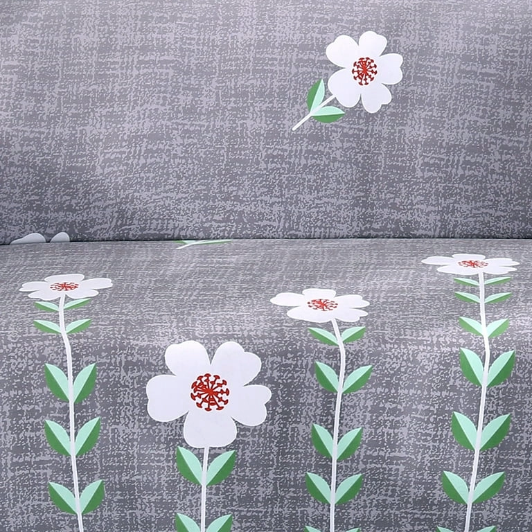 FUNDA SILLON ELASTIZADO 4 CUERPO 235CM HASTA 300CM CON DISEÑO GRIS FLORES - 5