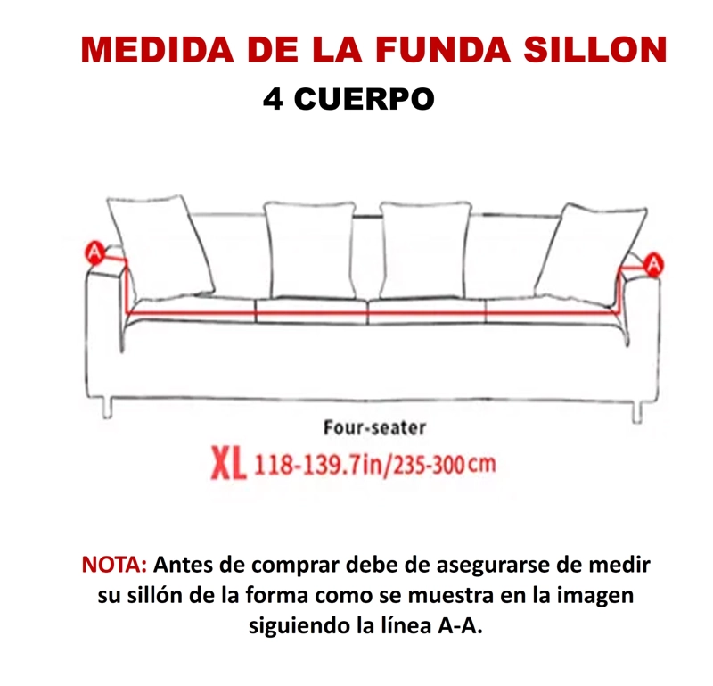 FUNDA SILLON ELASTIZADO 4 CUERPO 235CM HASTA 300CM CON DISEÑO GRIS FLORES - 9