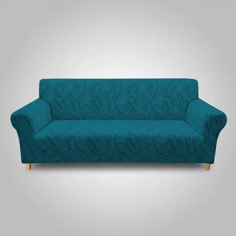 FUNDA SILLON ELASTIZADO 4 CUERPO 230CM/300CM COLOR BURDEO DISEÑO HOJAS - 4