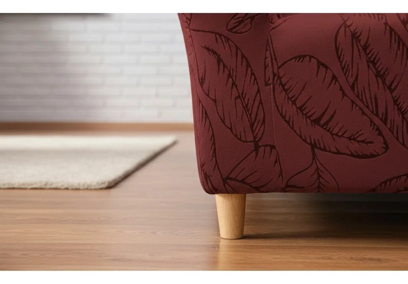 FUNDA SILLON ELASTIZADO 4 CUERPO 230CM/300CM COLOR BURDEO DISEÑO HOJAS - 7