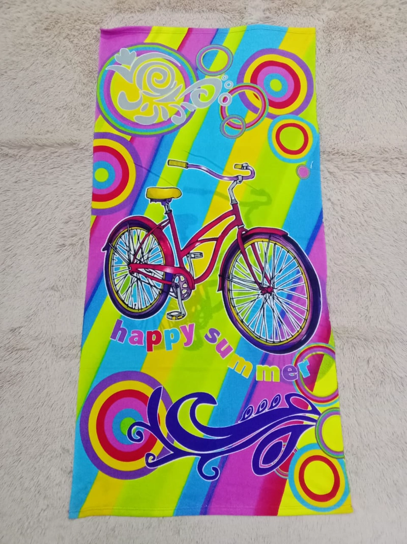 TOALLA DE PLAYA Y PISCINA DE MICROFIBRA SECADO RAPIDO Y CON DISEÑO AUTO FLORES 75X150CM - 1