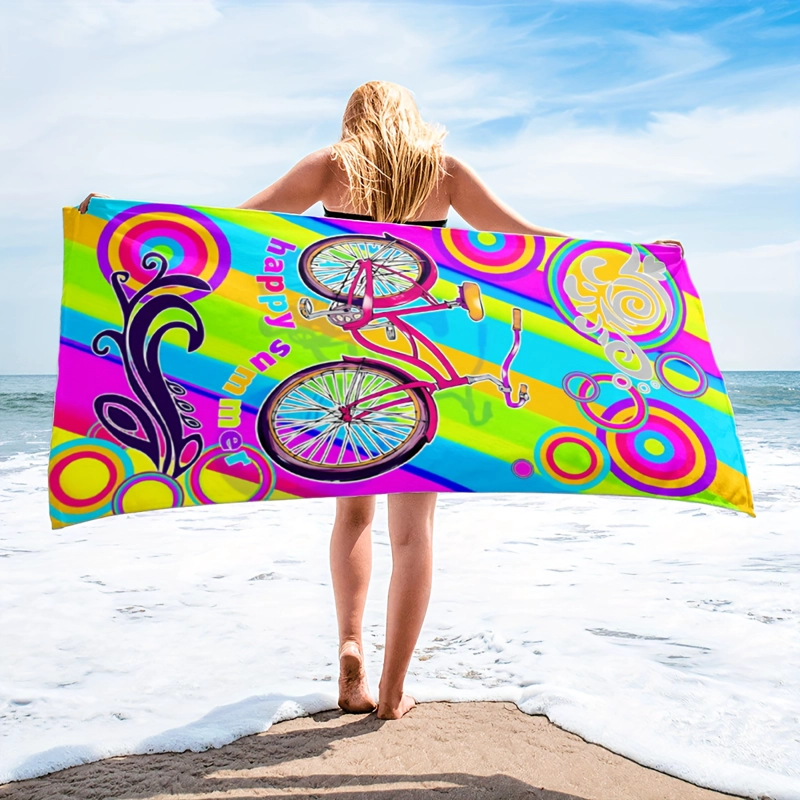 TOALLA DE PLAYA Y PISCINA DE MICROFIBRA SECADO RAPIDO Y CON DISEÑO AUTO FLORES 75X150CM - 2