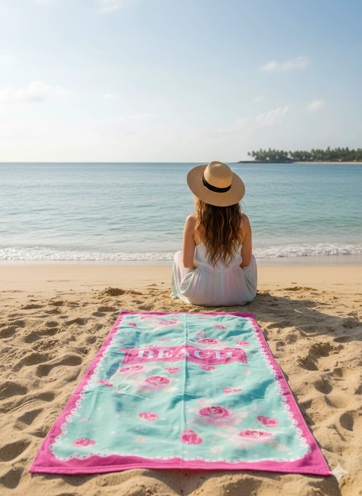 TOALLA DE PLAYA Y PISCINA DE MICROFIBRA SECADO RAPIDO Y CON DISEÑO AUTO FLORES 75X150CM - 2