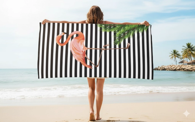 TOALLA DE PLAYA Y PISCINA DE MICROFIBRA SECADO RAPIDO Y CON DISEÑO AUTO FLORES 75X150CM - 3