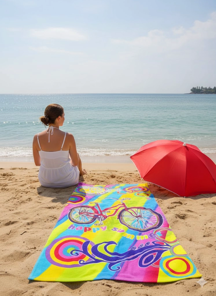 TOALLA DE PLAYA Y PISCINA DE MICROFIBRA SECADO RAPIDO Y CON DISEÑO AUTO FLORES 75X150CM - 3