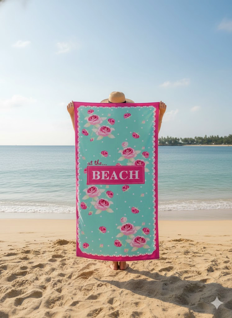 TOALLA DE PLAYA Y PISCINA DE MICROFIBRA SECADO RAPIDO Y CON DISEÑO AUTO FLORES 75X150CM - 3