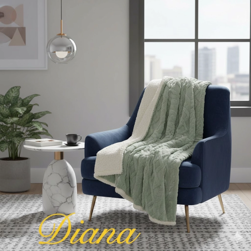 FRAZADA TRENZADO CON CHIPORRO TAMAÑO 2 PLAZA 180CM X 190CM UNICOLOR AZUL CLARO - 3