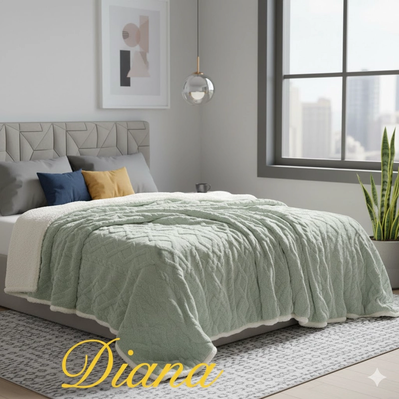 FRAZADA TRENZADO CON CHIPORRO TAMAÑO 2 PLAZA 180CM X 190CM UNICOLOR AZUL CLARO - 4
