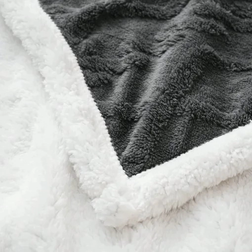 FRAZADA TRENZADAS CON CHIPORRO TAMAÑO KING 210CM X 230CM UNICOLOR GRIS OSCURO - 4