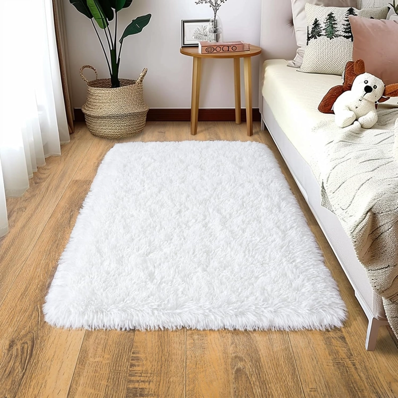 ALFOMBRA PELUDA DE ENTRADA O BAJADA DE CAMA TIPO SHAGGY 50CM X 80CM UNICOLOR TURQUESA - 1