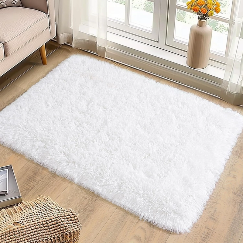 ALFOMBRA PELUDA DE ENTRADA O BAJADA DE CAMA TIPO SHAGGY 50CM X 80CM UNICOLOR TURQUESA - 2