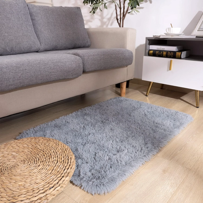 ALFOMBRA PELUDA DE ENTRADA O BAJADA DE CAMA TIPO SHAGGY 50CM X 80CM UNICOLOR TURQUESA - 3