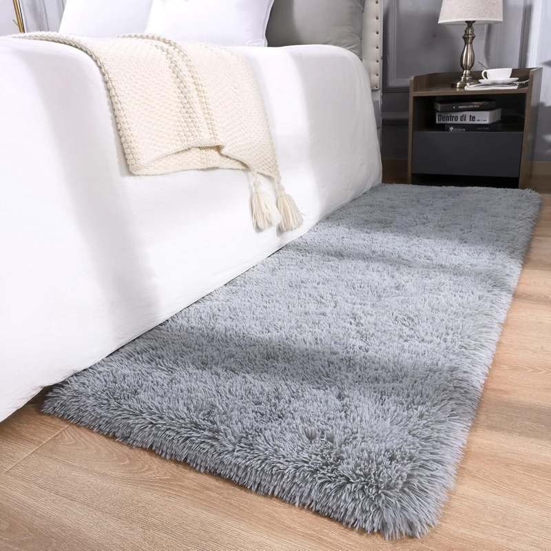 ALFOMBRA PELUDA DE ENTRADA O BAJADA DE CAMA TIPO SHAGGY 50CM X 80CM UNICOLOR TURQUESA - 5