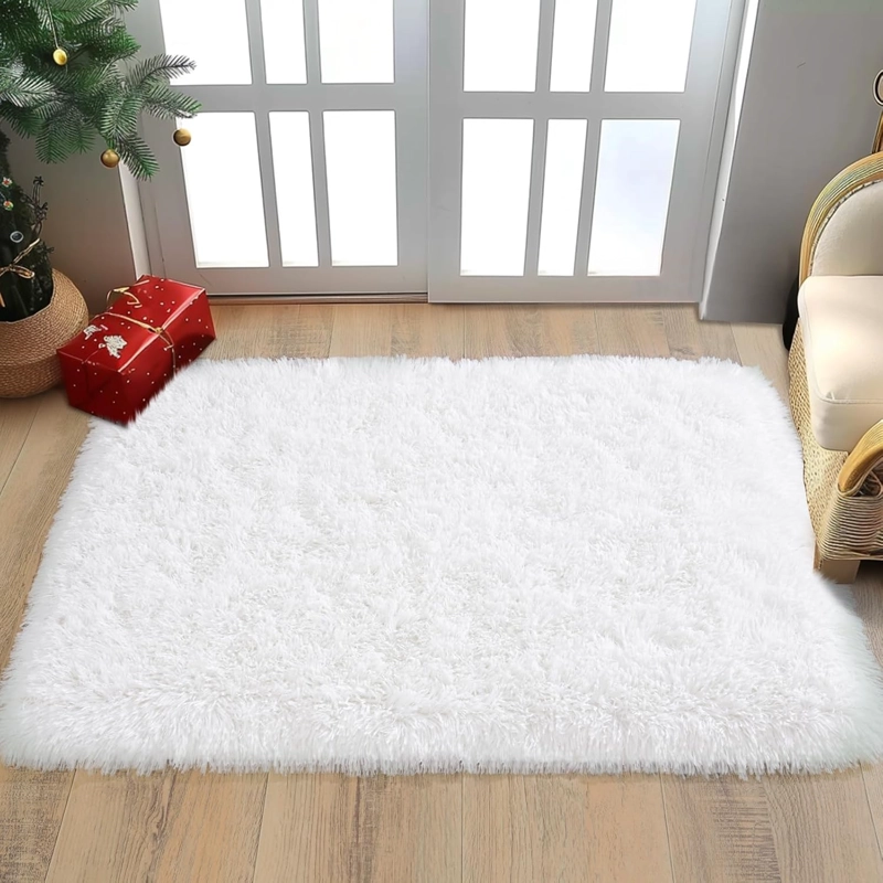 ALFOMBRA PELUDA DE ENTRADA O BAJADA DE CAMA TIPO SHAGGY 50CM X 80CM UNICOLOR TURQUESA - 6
