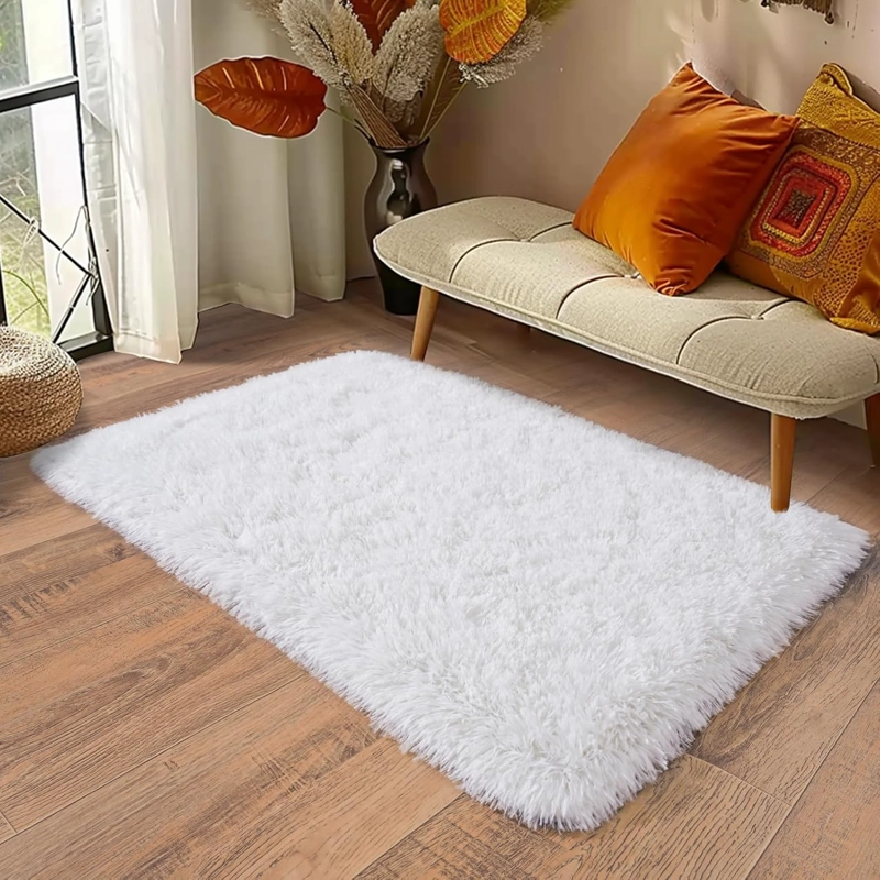 ALFOMBRA PELUDA DE ENTRADA O BAJADA DE CAMA TIPO SHAGGY 50CM X 80CM UNICOLOR TURQUESA - 7