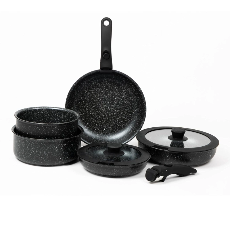 BATERÍA DE COCINA ANTIADHERENTE GRANITO 11 PIEZAS INFINI - 1