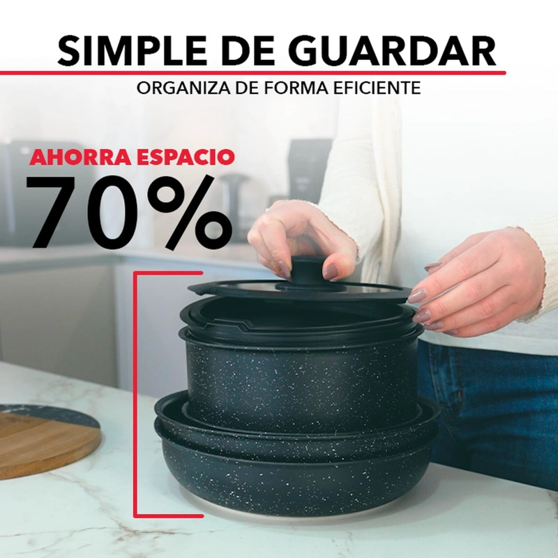 BATERÍA DE COCINA ANTIADHERENTE GRANITO 11 PIEZAS INFINI - 6